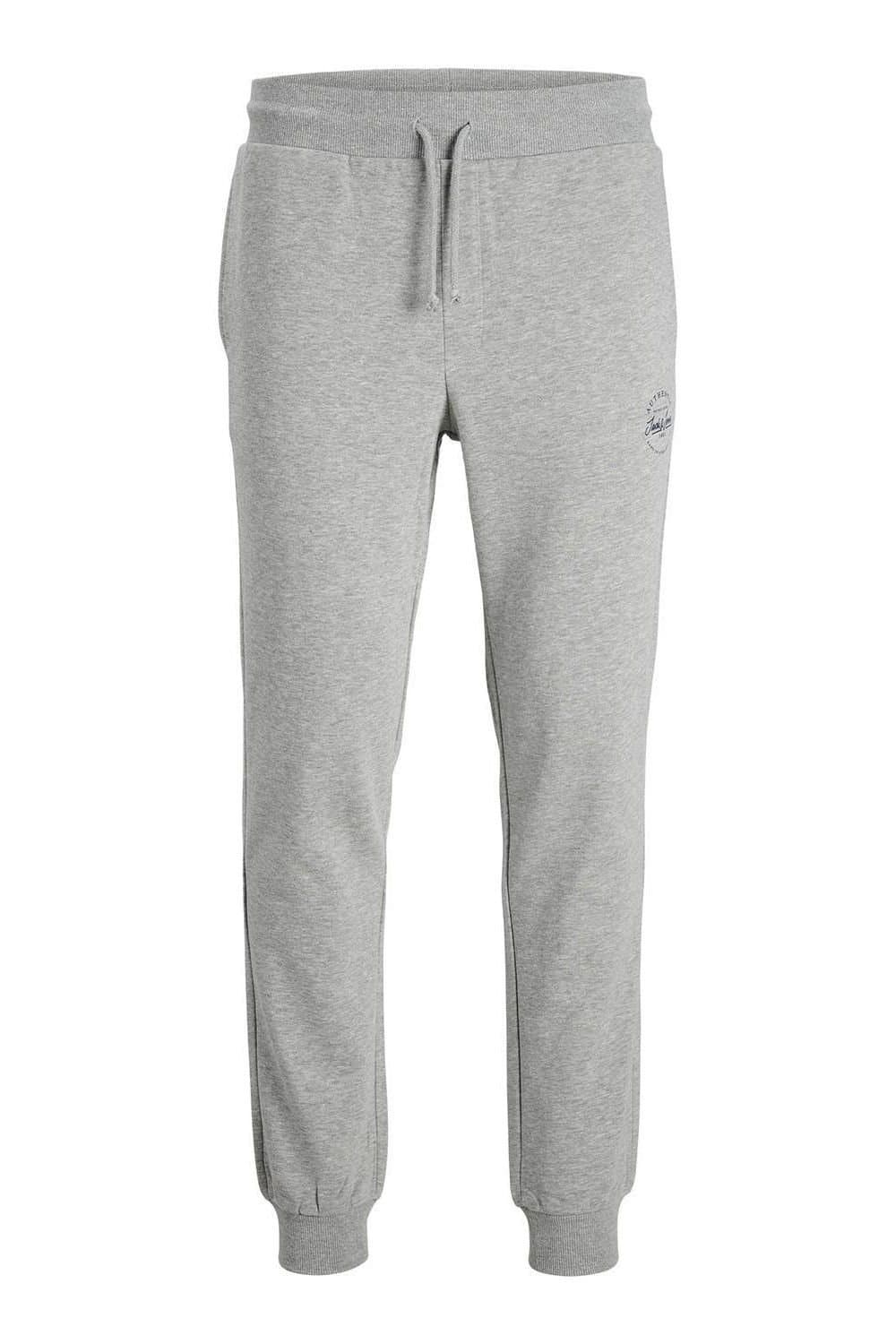 jack & jones Jack & Jones Men's Regular Fit Light Grey Cotton Sweatpants Joggers Ribbed Cuffs