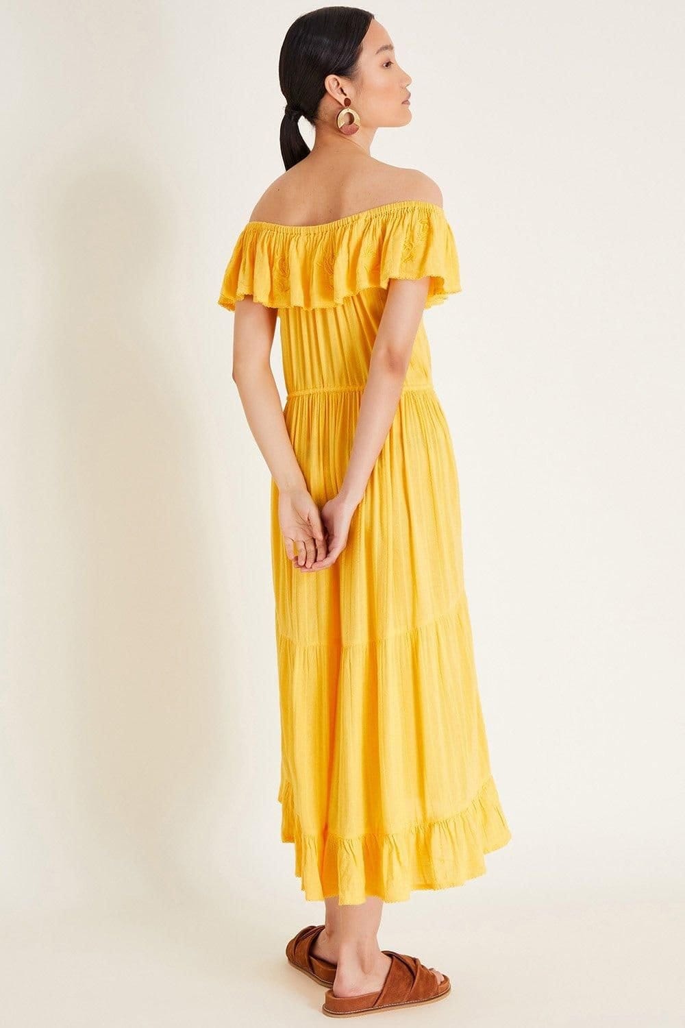 Monsoon Monsoon Women's Avani Bardot Ruffle Dress Yellow - 4