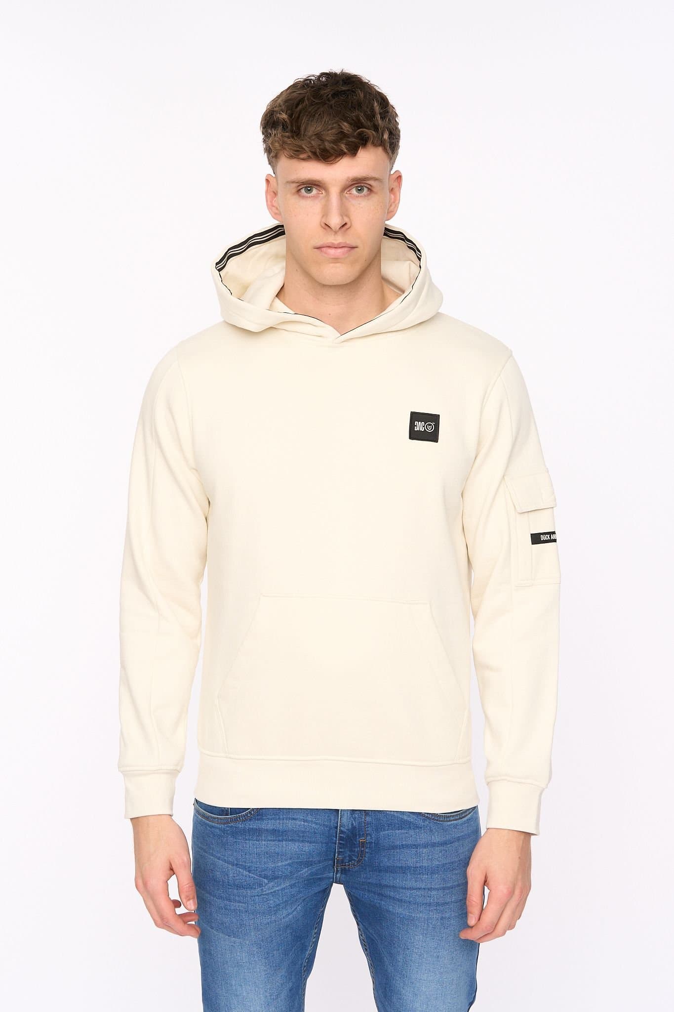 Duck&Cover Duck&Cover Men's Wrentham Functional Hooded Sweatshirt with Patch Pocket in Light Stone