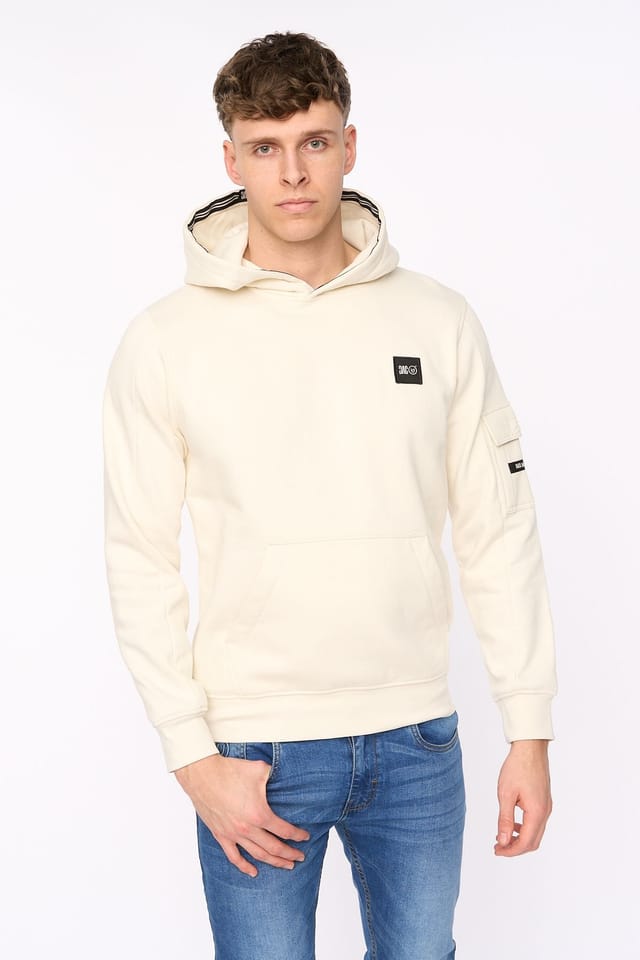 Duck&Cover Duck&Cover Men's Wrentham Functional Hooded Sweatshirt with Patch Pocket in Light Stone - 3