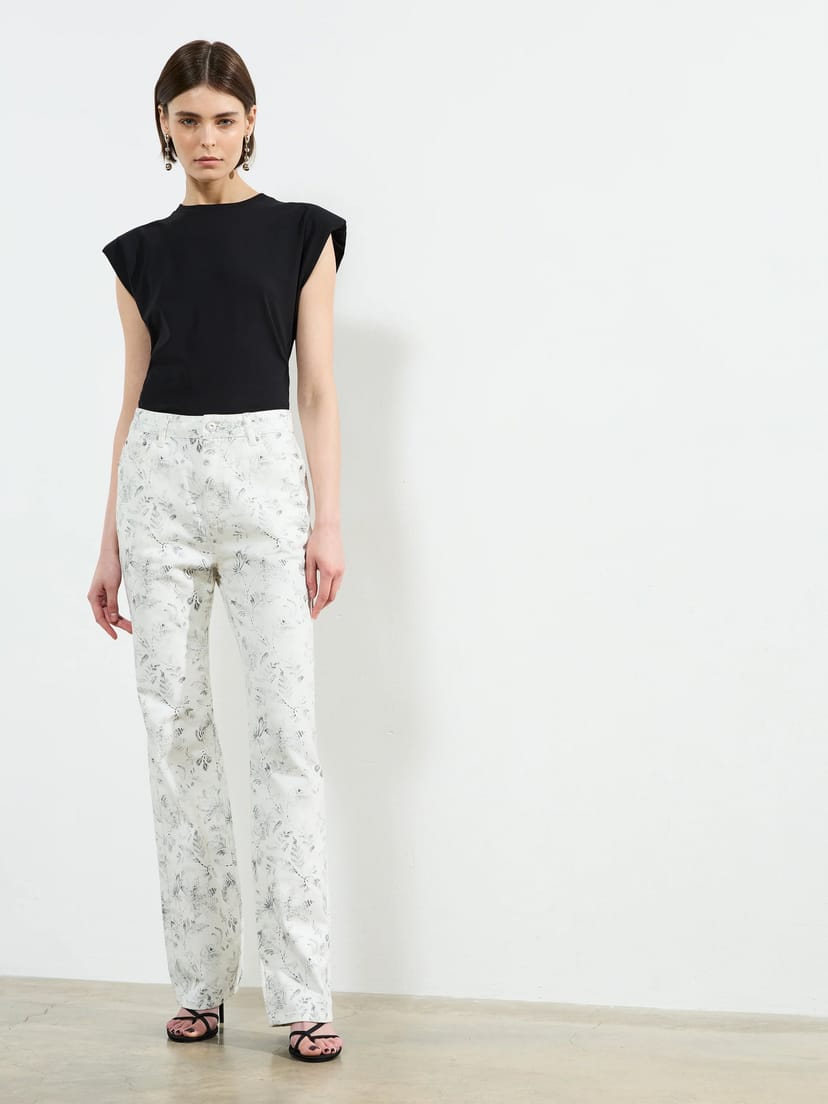 French Connection Serenity Denim Straight Leg Jeans White/Grey - 1
