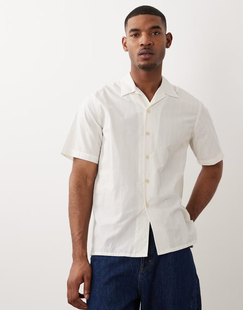 ASOS PS Paul Smith lightweight short sleeve casual fit shirt in white stripe - 1