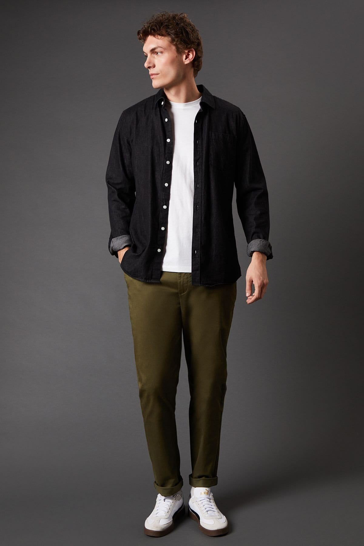 Burton Men's Khaki Slim Fit Chino Trousers