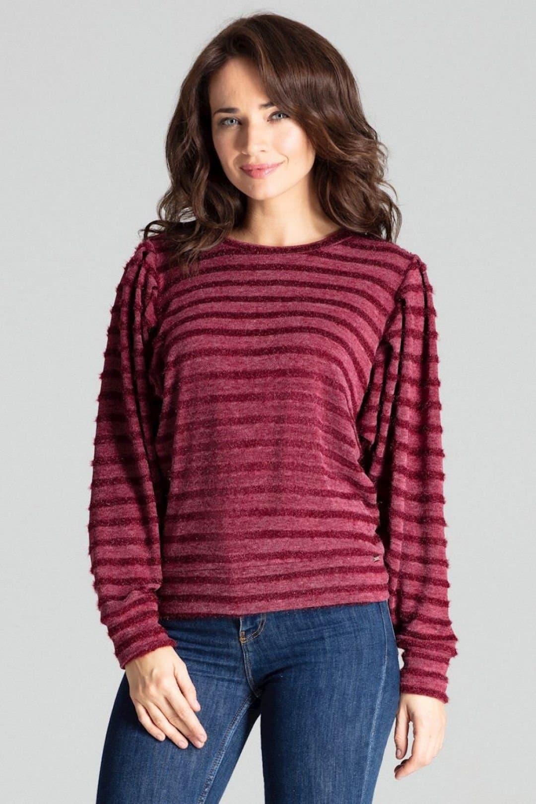 Love Lace Love Lace Maroon Textured Knit Kimono Sleeve Blouse