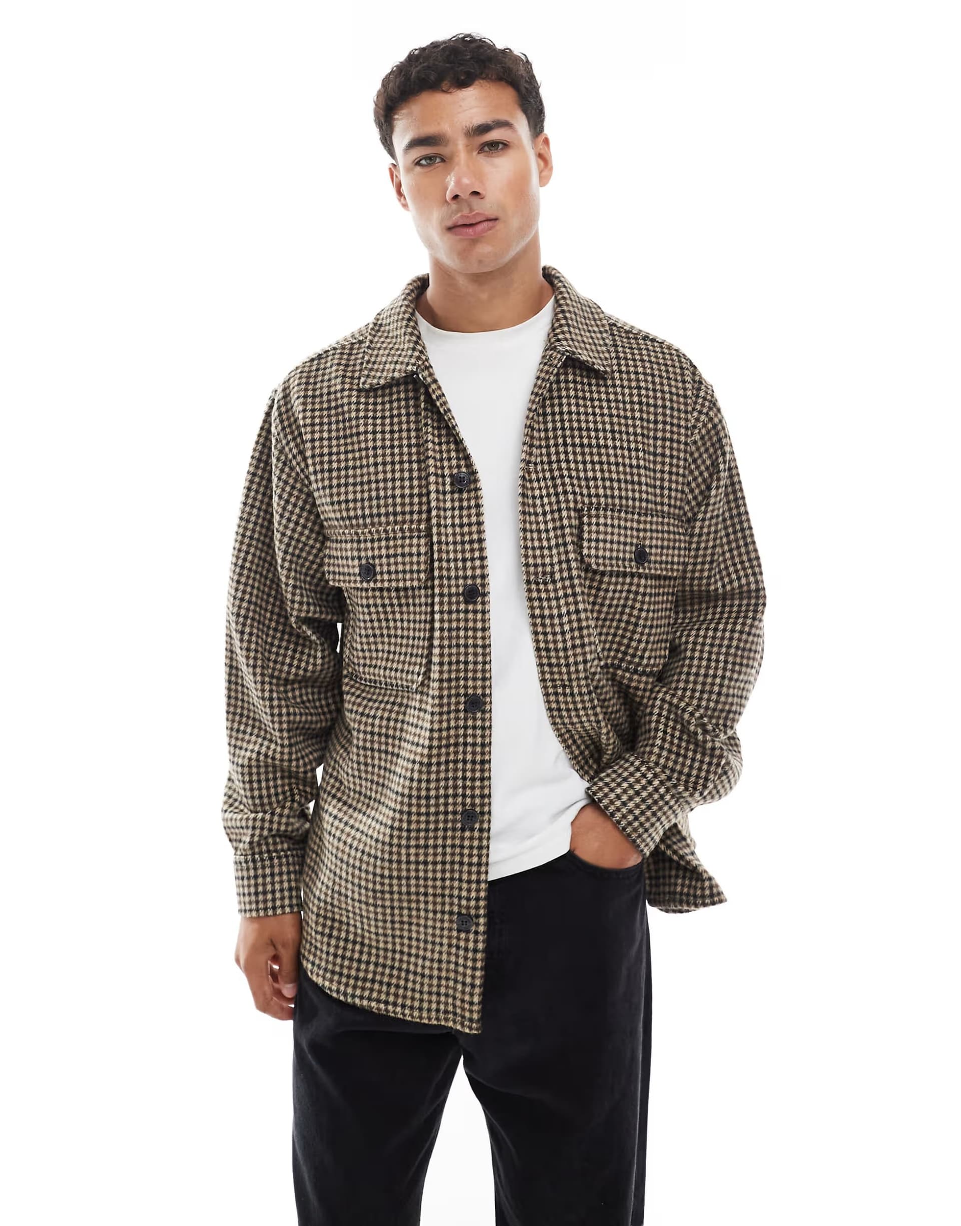 ASOS Jack & Jones overshirt in tweed check
