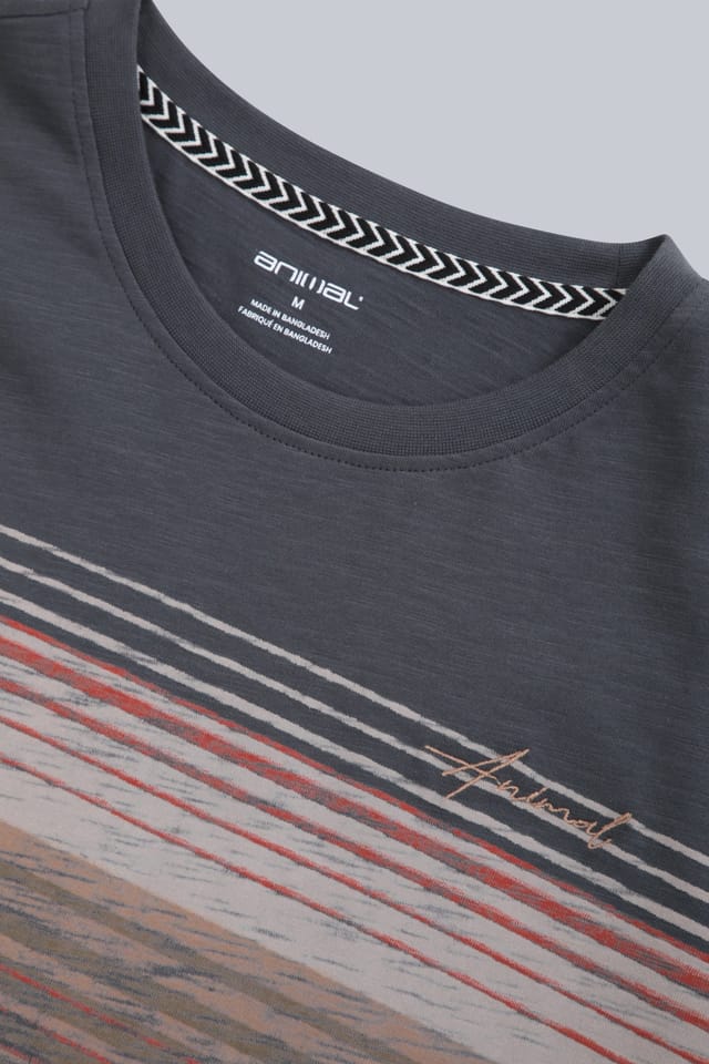 Animal Animal Men's 'Jacob' Short Sleeve Relaxed Fit Lightweight Casual Cotton T-Shirt in Dark Grey - 3