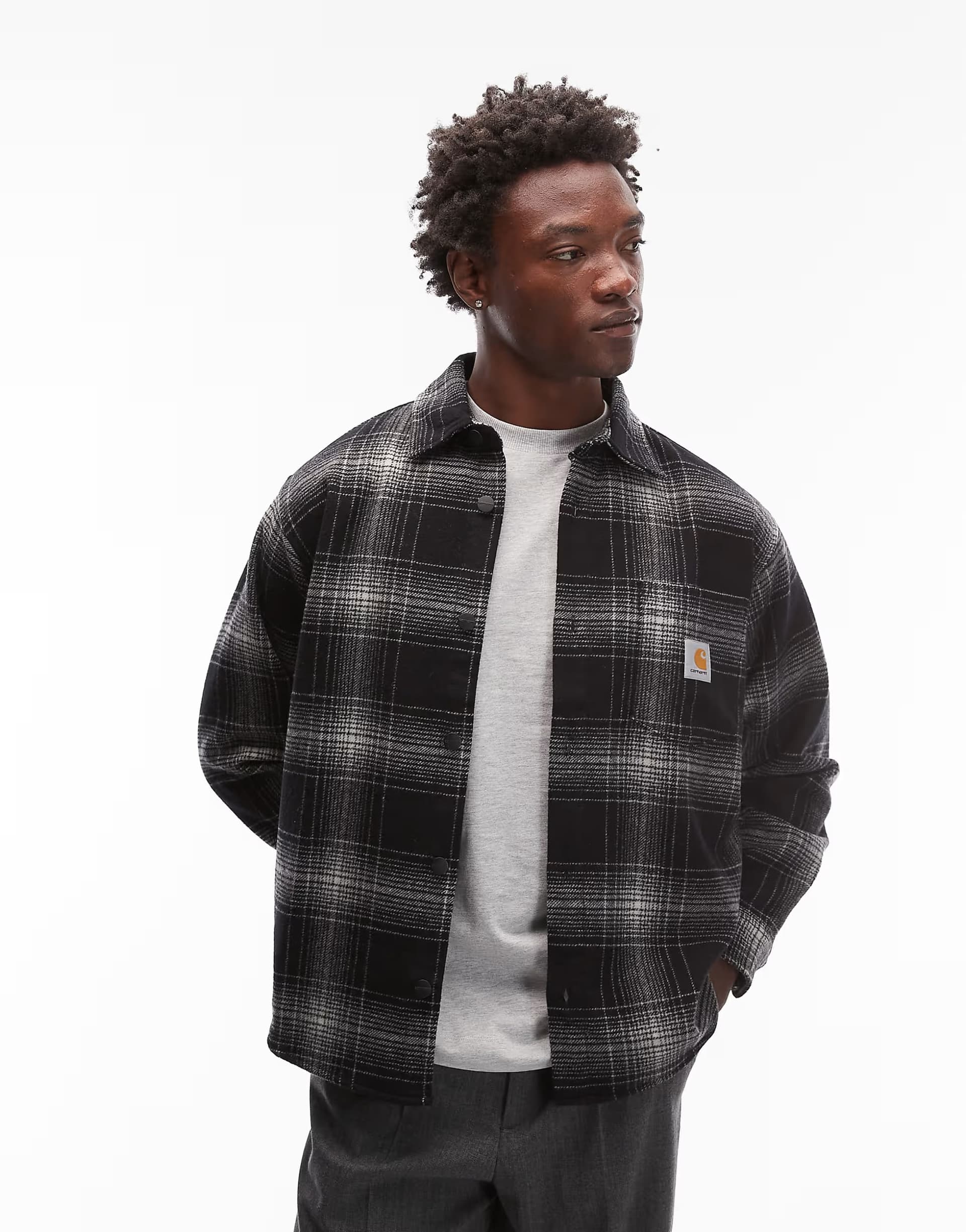 ASOS Carhartt WIP brennan shirt jacket in black and white check
