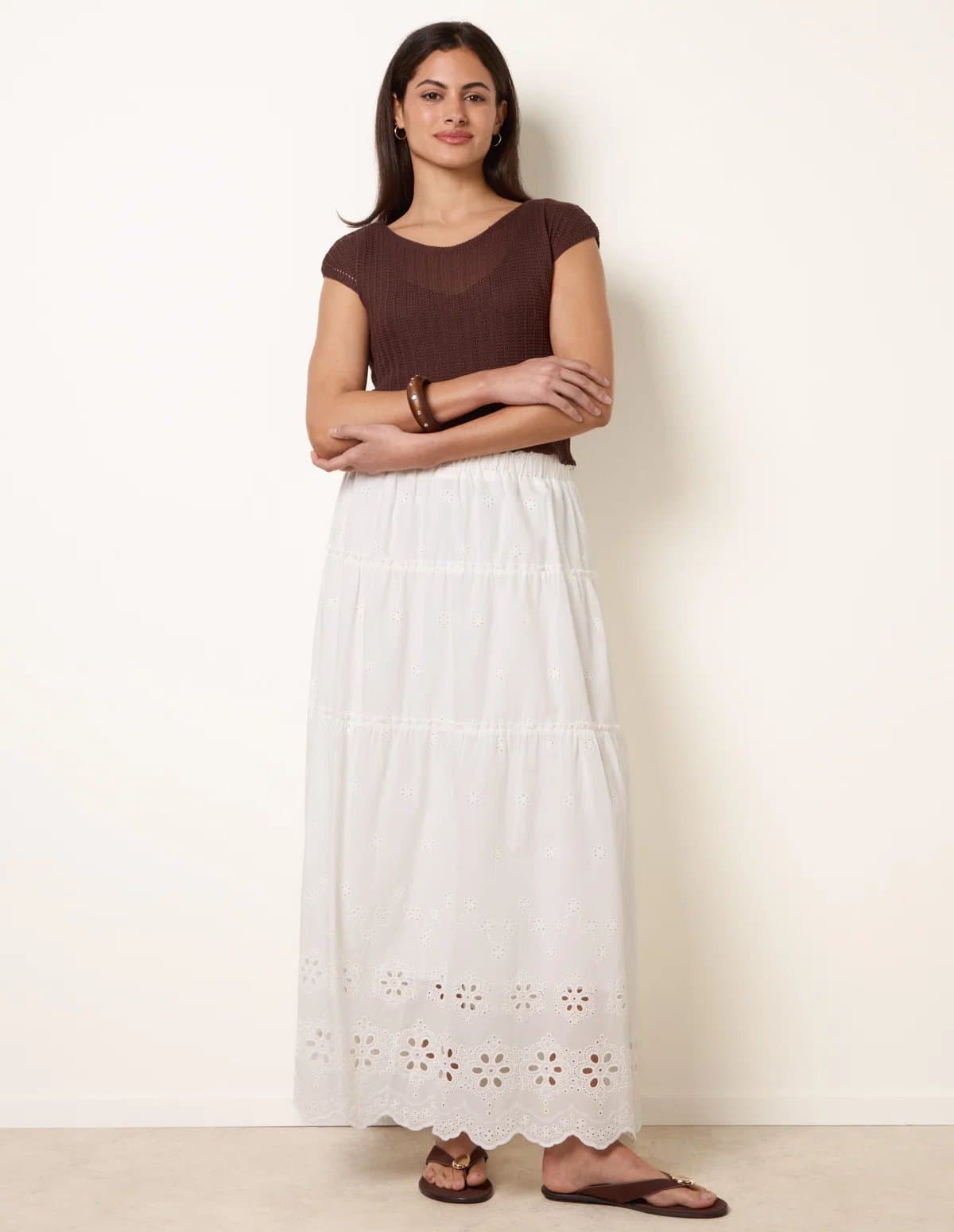 Blue Vanilla Blue Vanilla White Crochet Detailed Maxi Skirt