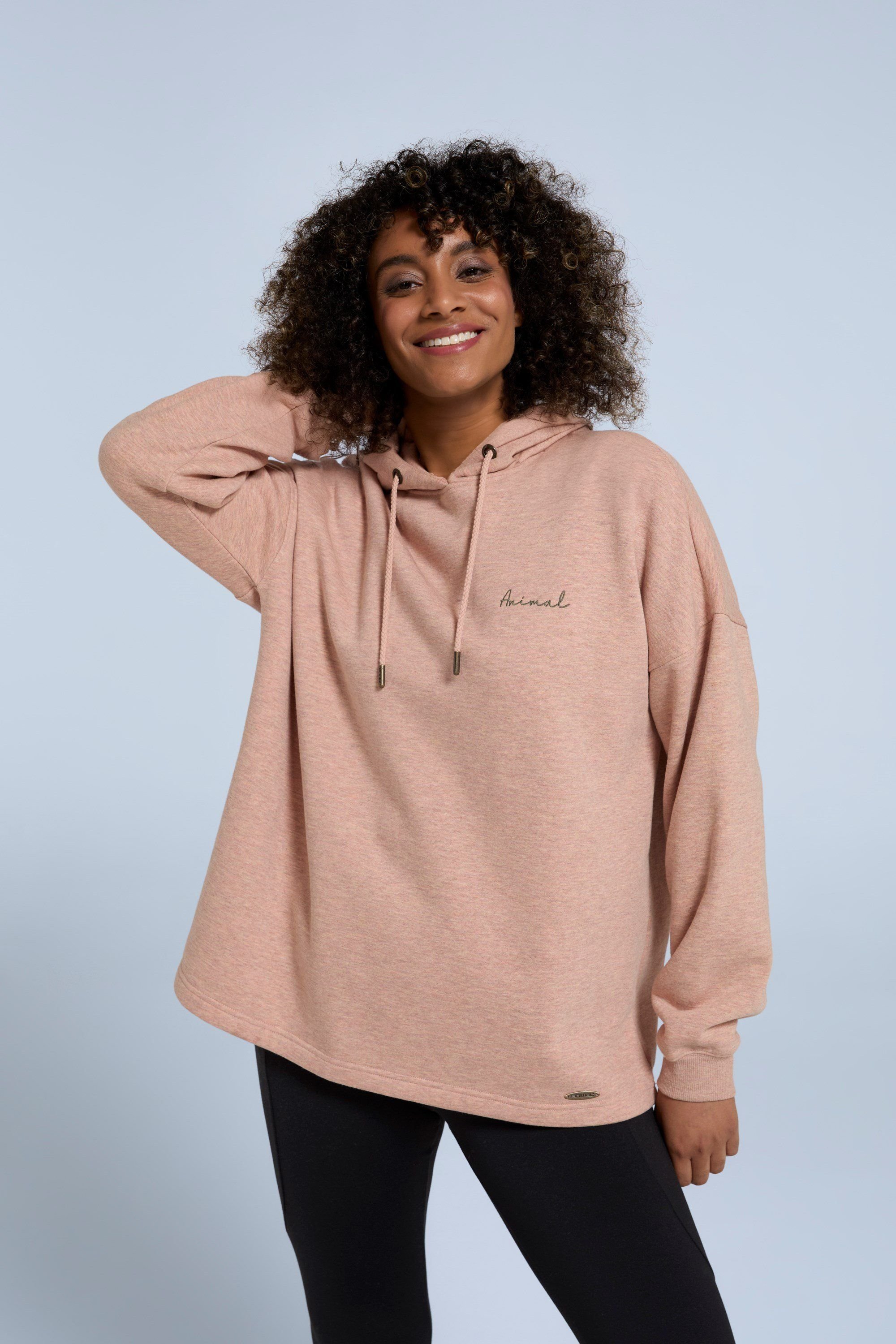 Animal Animal Women's 'Amber' Stylish Cotton Hoodie Soft Relaxed Fit Lightweight Sweatshirt in Light Pink - 2