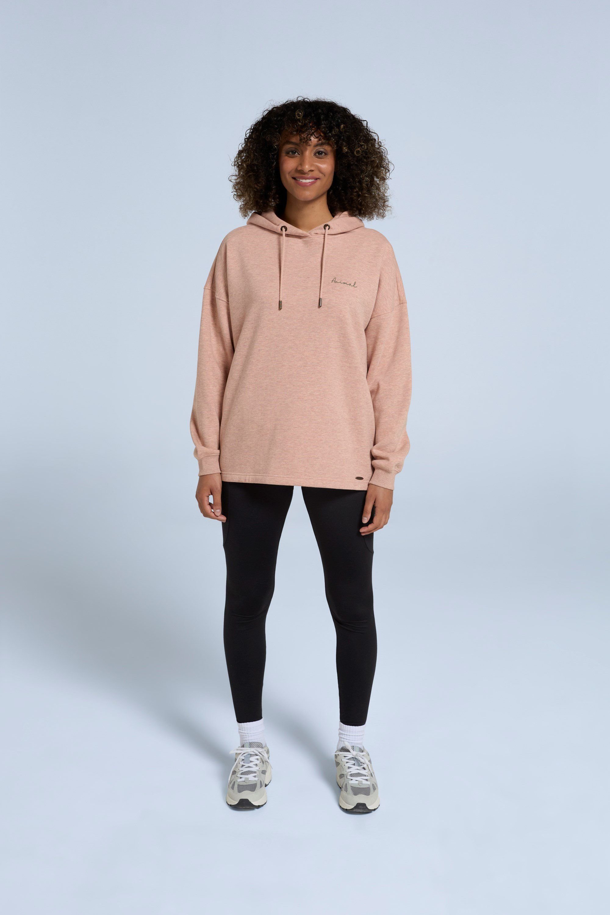 Animal Animal Women's 'Amber' Stylish Cotton Hoodie Soft Relaxed Fit Lightweight Sweatshirt in Light Pink - 3