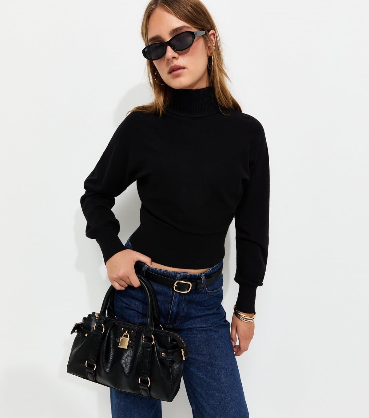 New Look Women's Black High Neck Batwing Sleeve Knitted Jumper New Look