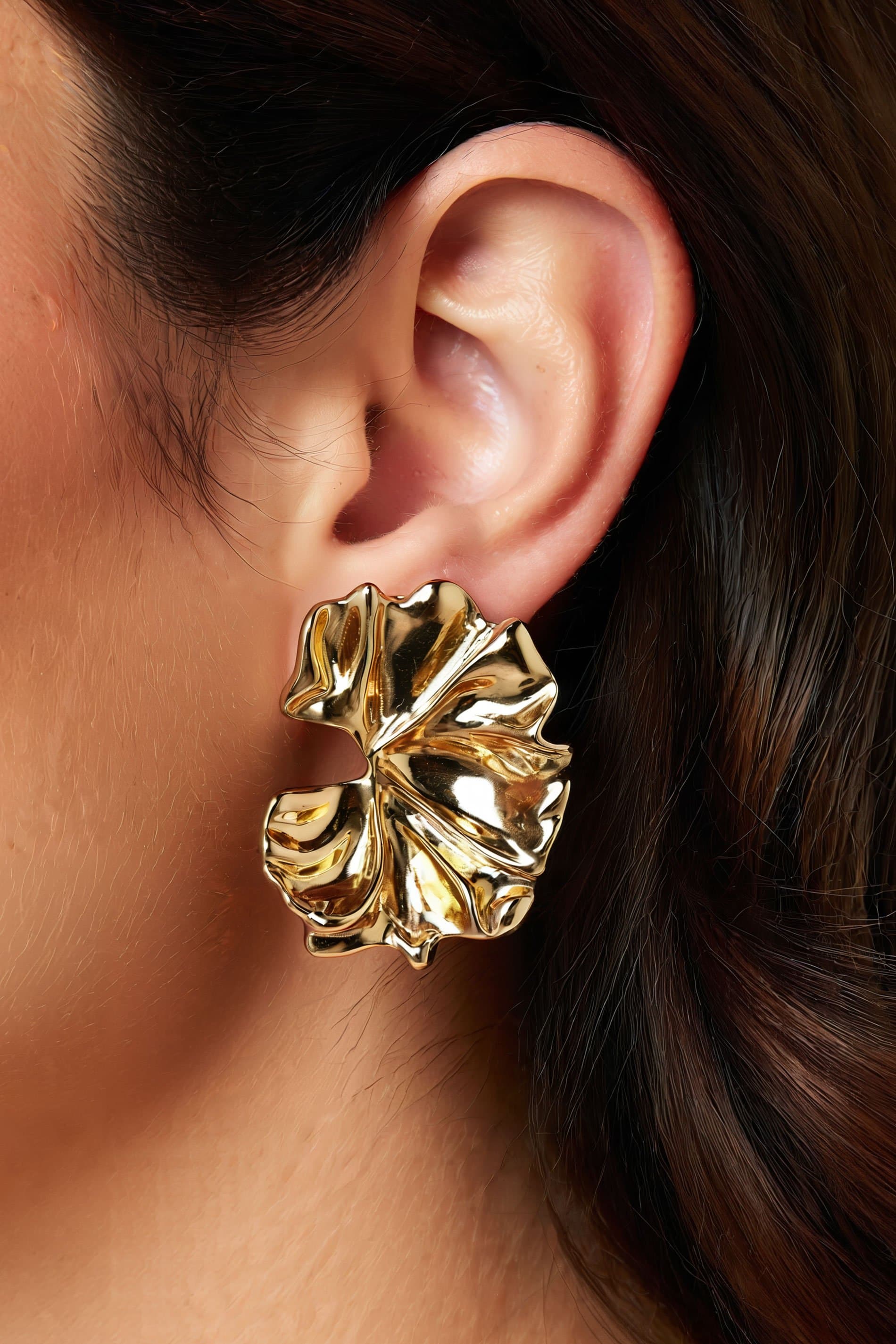 Yours Gold Tone Molten Floral Earrings