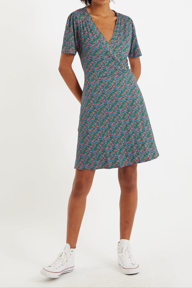 Louche Louche Women's Frankie Spring Bloom Wrap Mini Jersey Dress in Blue - 3