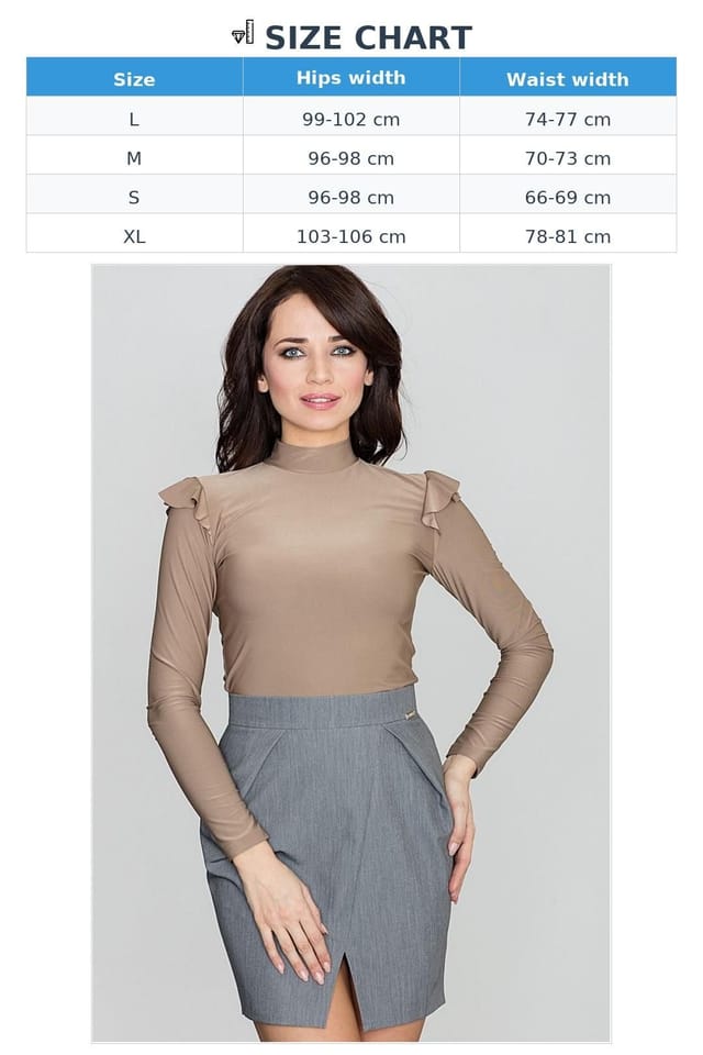 Love Lace Love Lace Women's Asymmetrical Front Pencil Skirt with Belt in Grey - 3