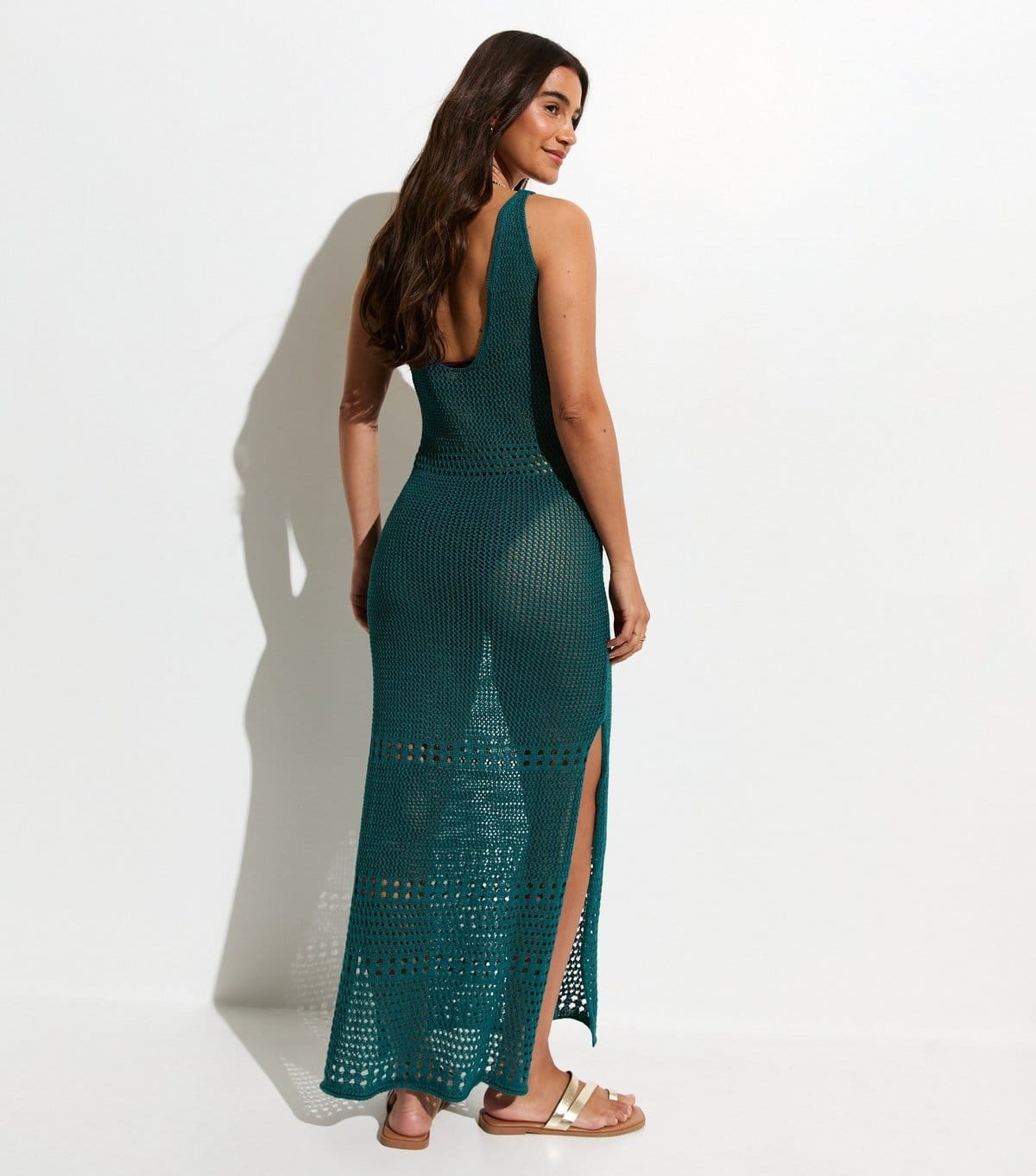 New Look Women's Teal Crochet Knit Maxi Dress New Look - 4