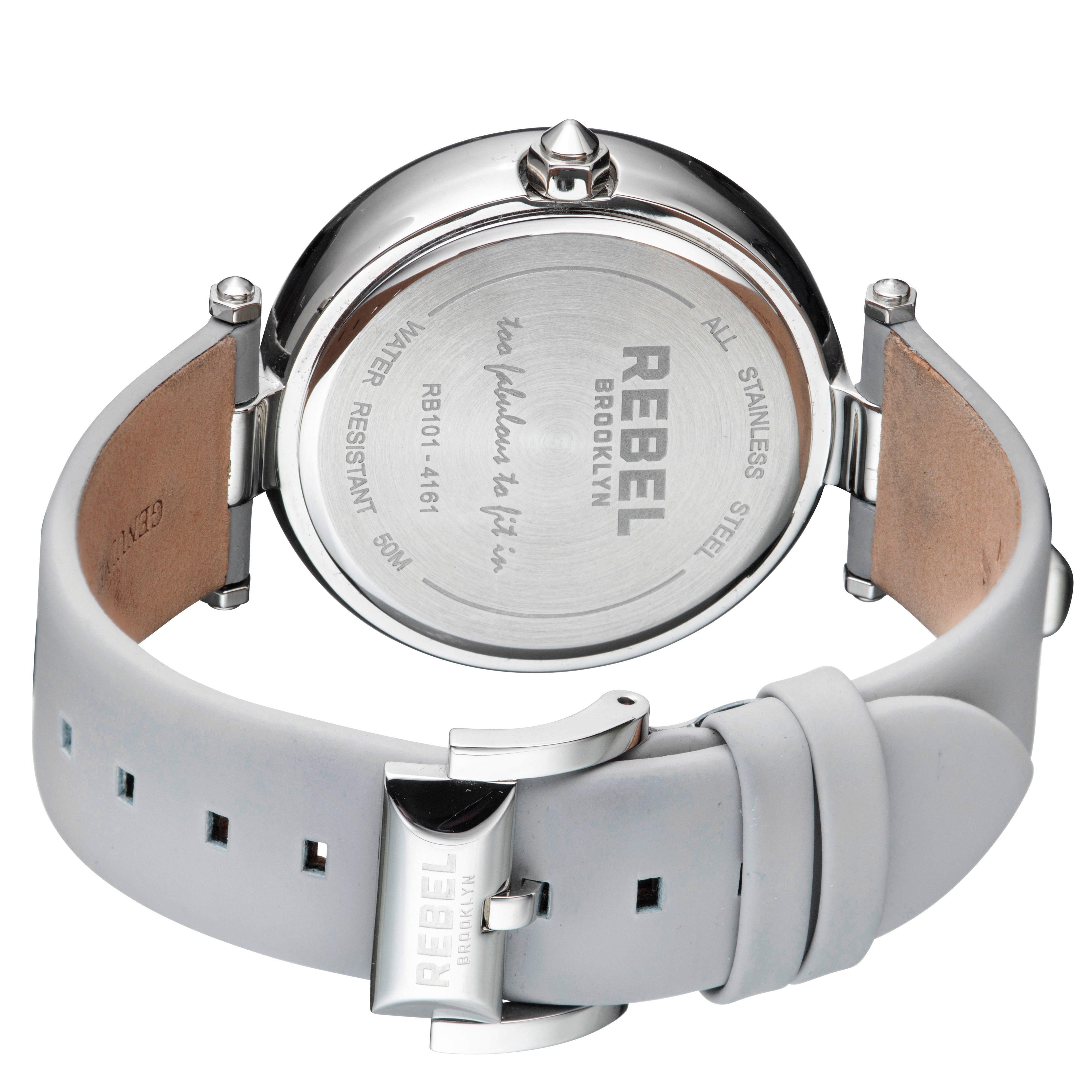 Rebel Rebel Women's Rockaway Parkway Grey/Silver Dial Leather Watch in Silver - 2