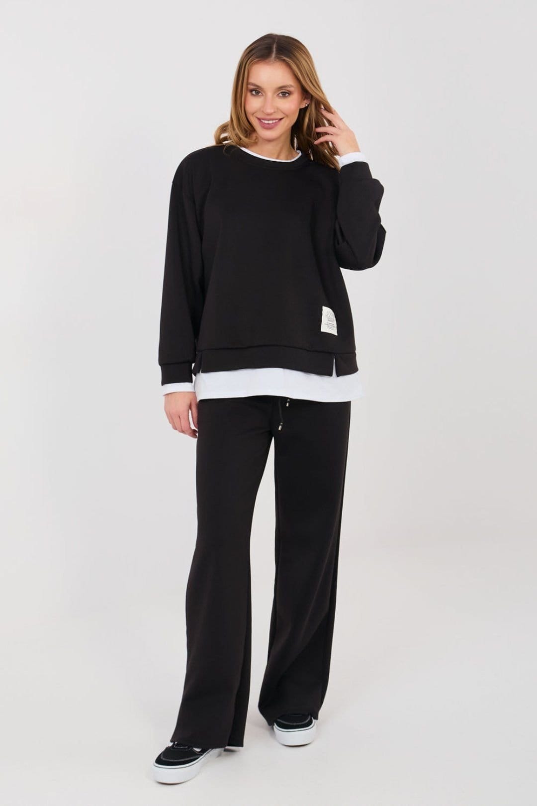 Love Lace Black Polyester/Viscose/Elastane Tracksuit Set
