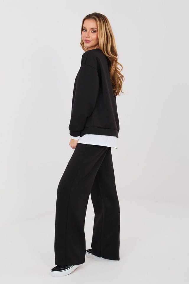 Love Lace Love Lace Women's Minimal Casual Tracksuit Set with Patches in Black - 2