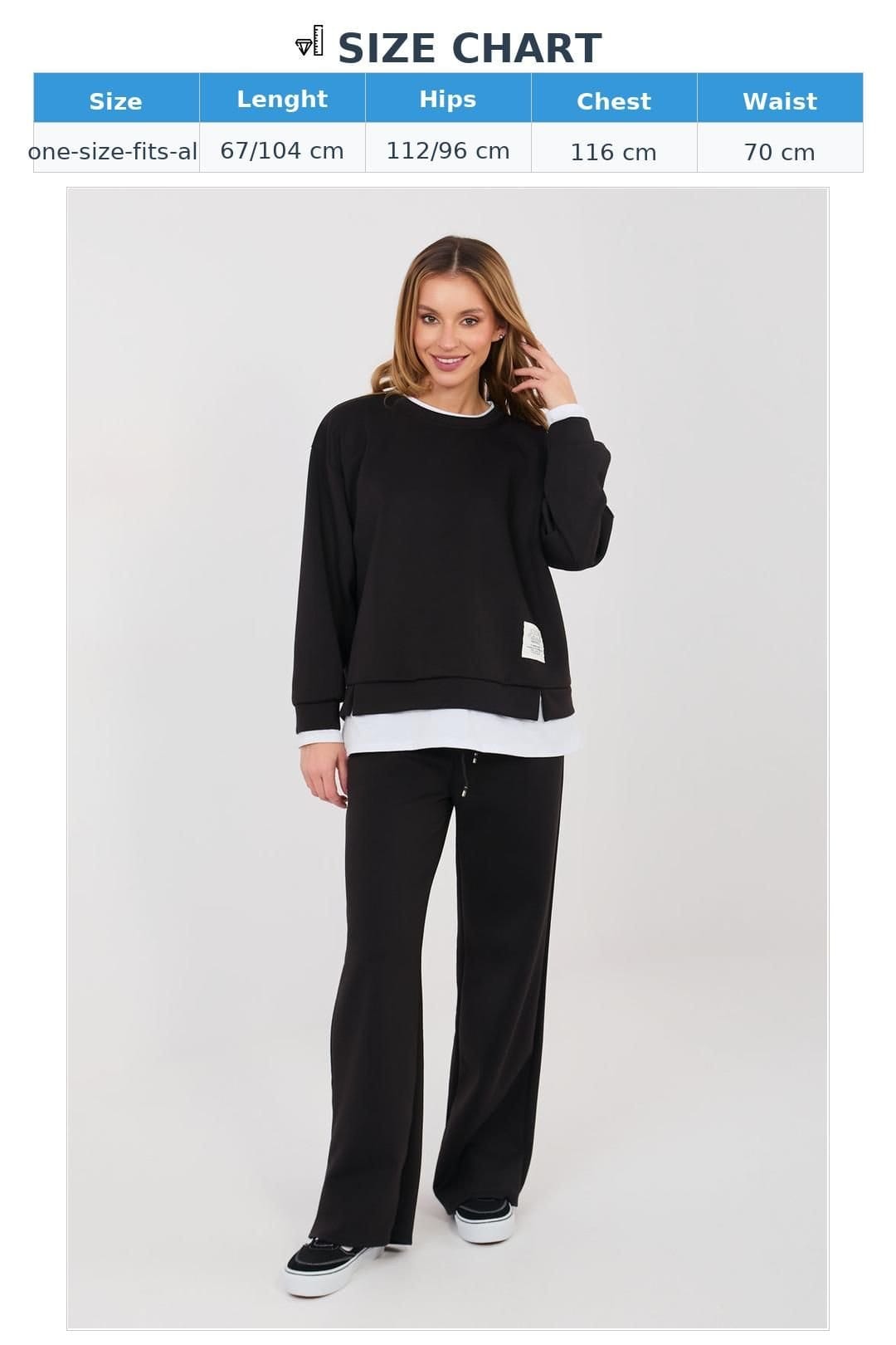 Love Lace Love Lace Women's Minimal Casual Tracksuit Set with Patches in Black - 4