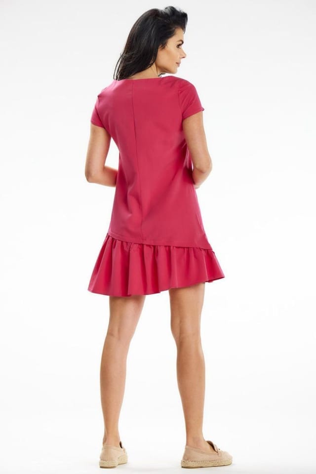 Love Lace Love Lace Women's Trapeze Mini Dress With Asymmetrical Ruffle Hem in Pink - 3