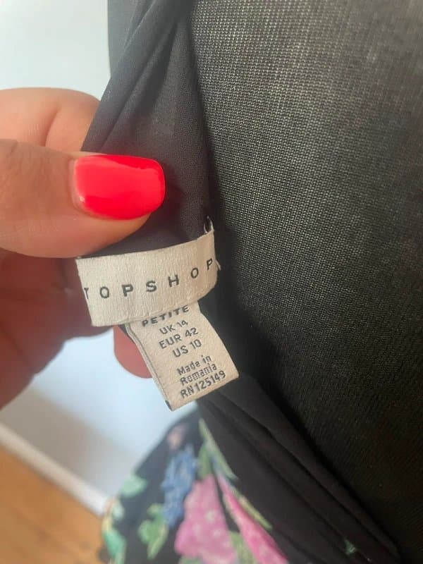 Topshop Topshop stunning black floral tiered chiffon dress size 14