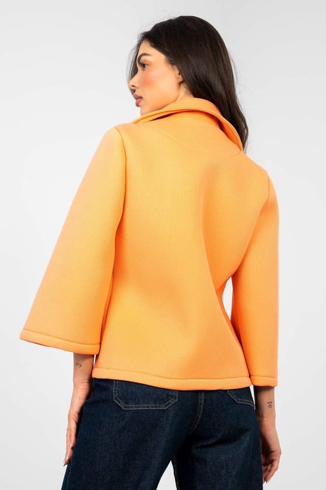 Love Lace Love Lace Women's Transitional Short 3 4 Sleeve Slip Pocket Coat in Orange - 3