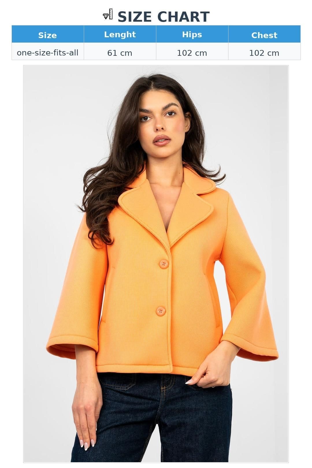Love Lace Love Lace Women's Transitional Short 3 4 Sleeve Slip Pocket Coat in Orange - 4