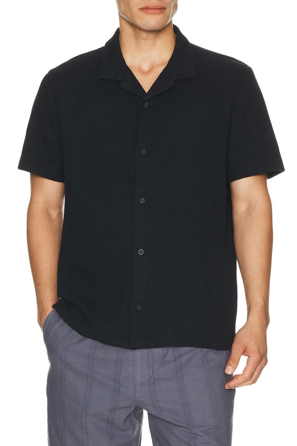 revolve Macro Waffle Short Sleeve Shirt Button Down Cabana