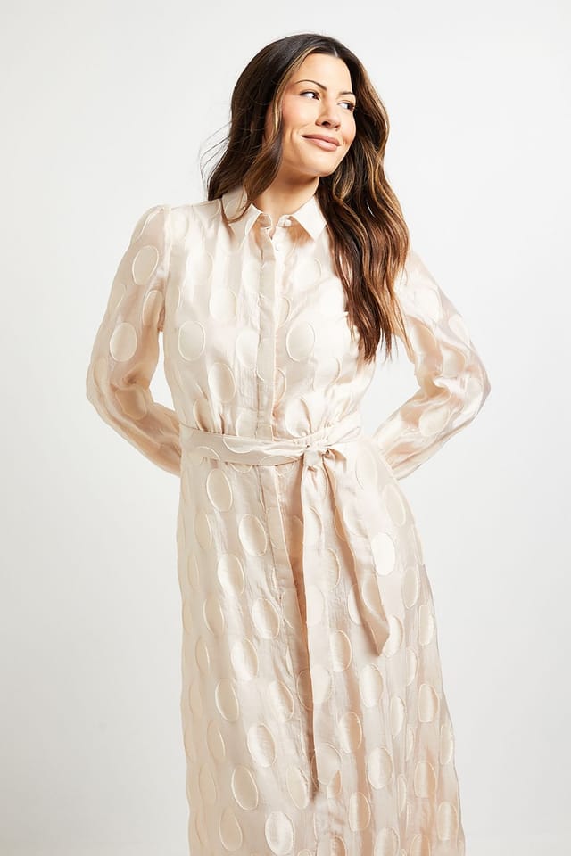 Wallis Wallis Women's Polka Dot Organza Shirt Midi Dress in Ivory - 2