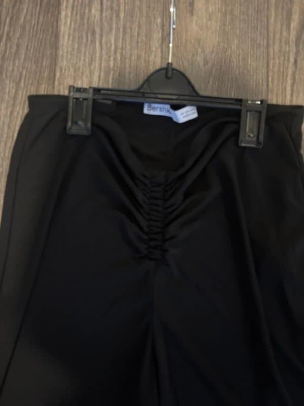 Bershka Ruched front black flare trousers