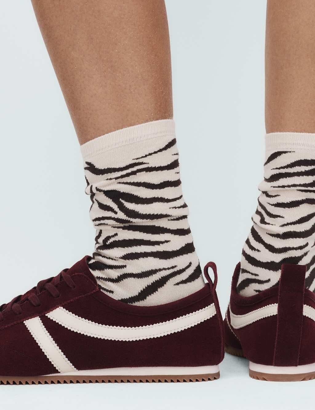 Marks & Spencer M&S Animal Print Crew Socks in Brown Mix