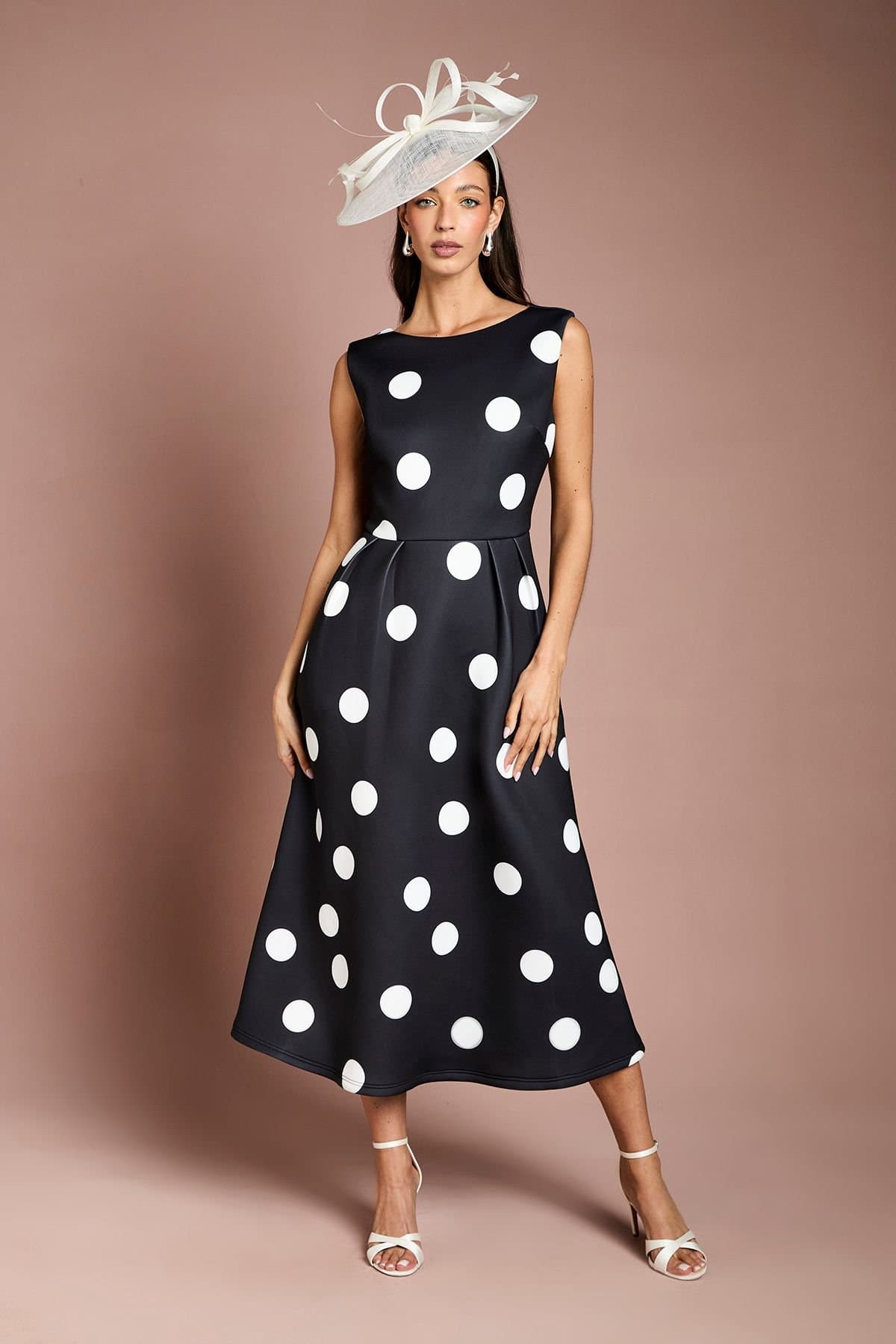 Coast Coast Women's Scuba Fit & Flare Spot Printed Dress in Mono