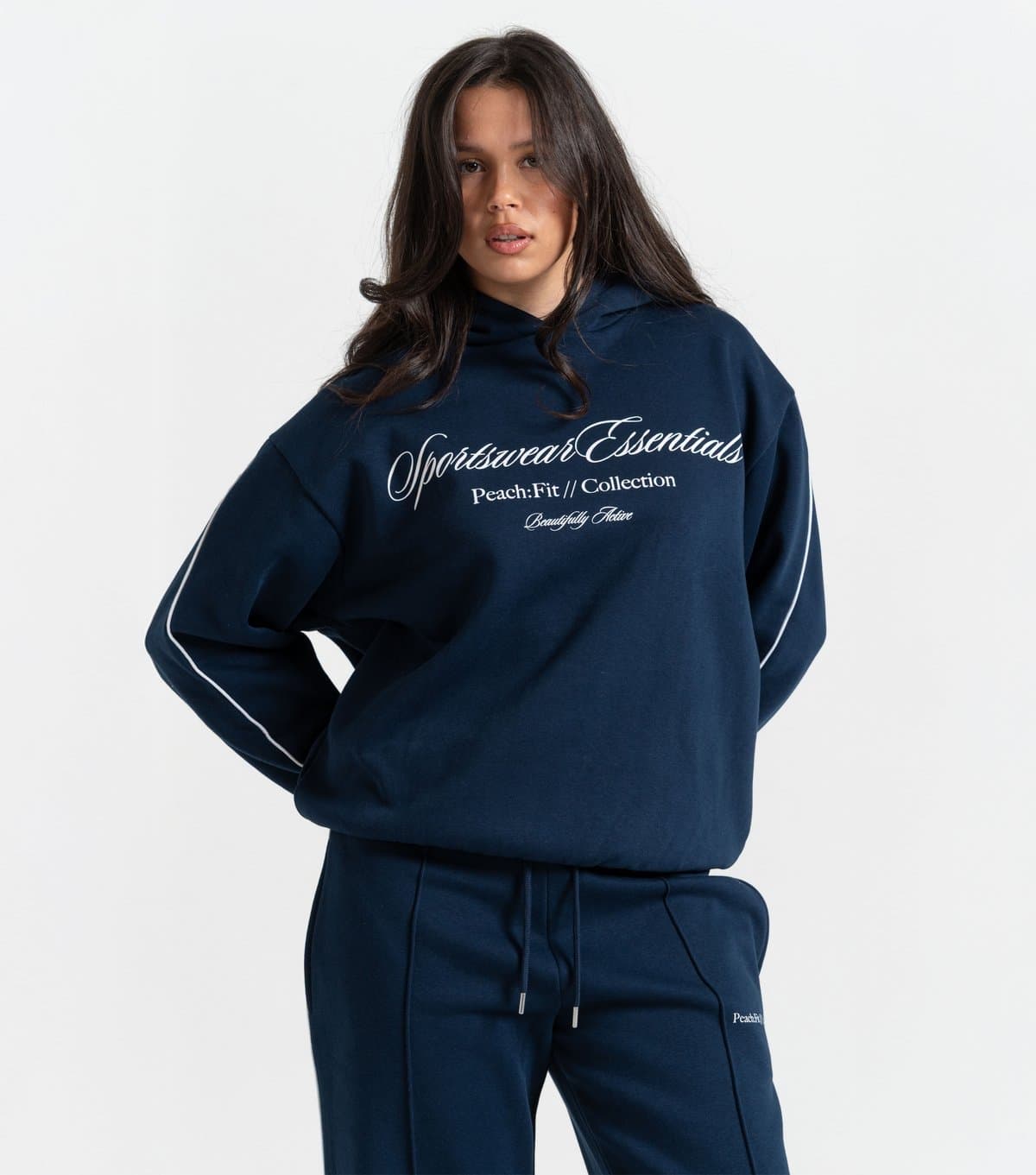 Peach Fit Women's Navy Sportswear Essentials Logo Maya Hoodie Peach Fit New Look