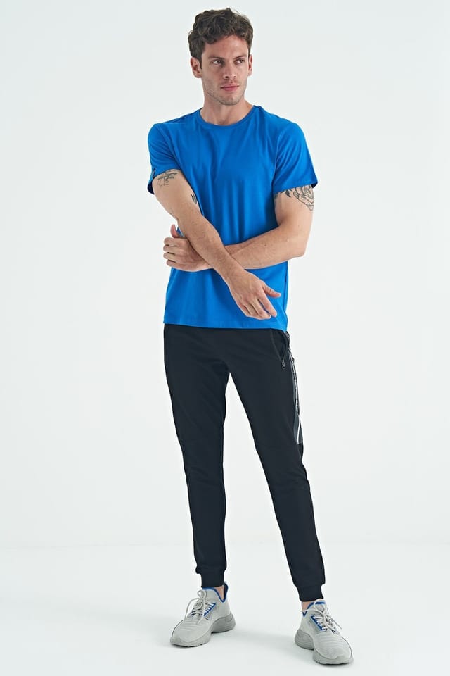 Tommy Life Tommy Life Men's Cotton Elastane Crew Neck T-Shirt in Cobalt - 3