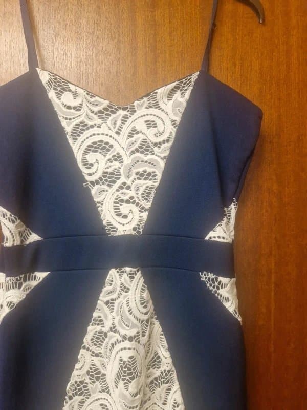 Quiz Navy & white Lace Insert Mini Dress