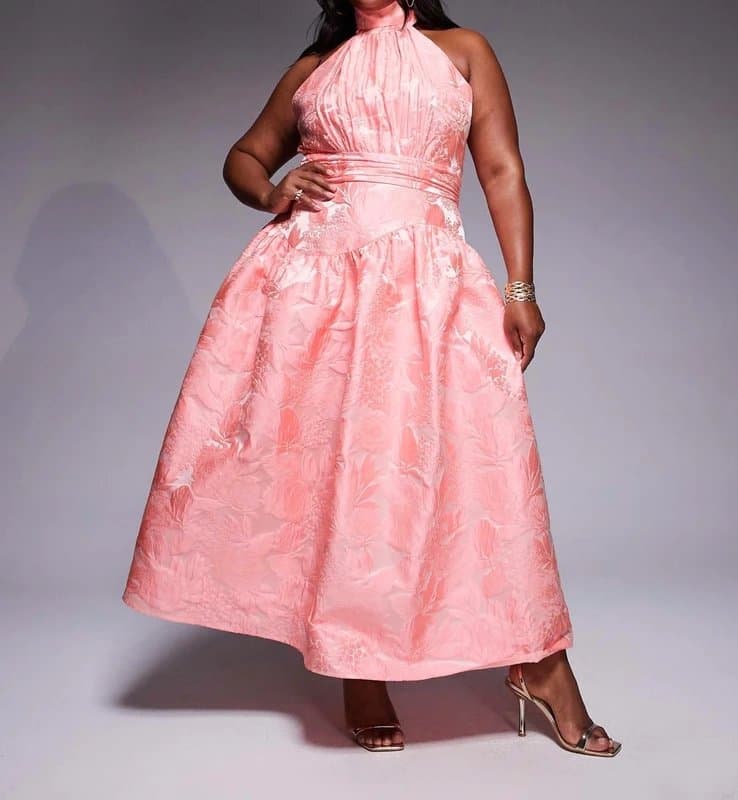 ASOS Curve jacquard maxi dress with bow