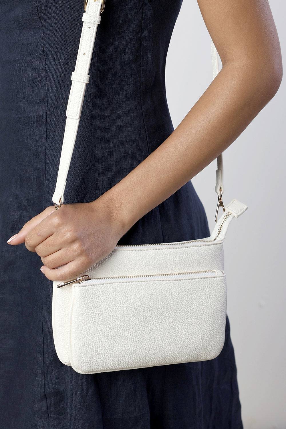 Wheres That From Where's That From Women's Elani Small Double Zip Cross Body Bag in Cream - 1