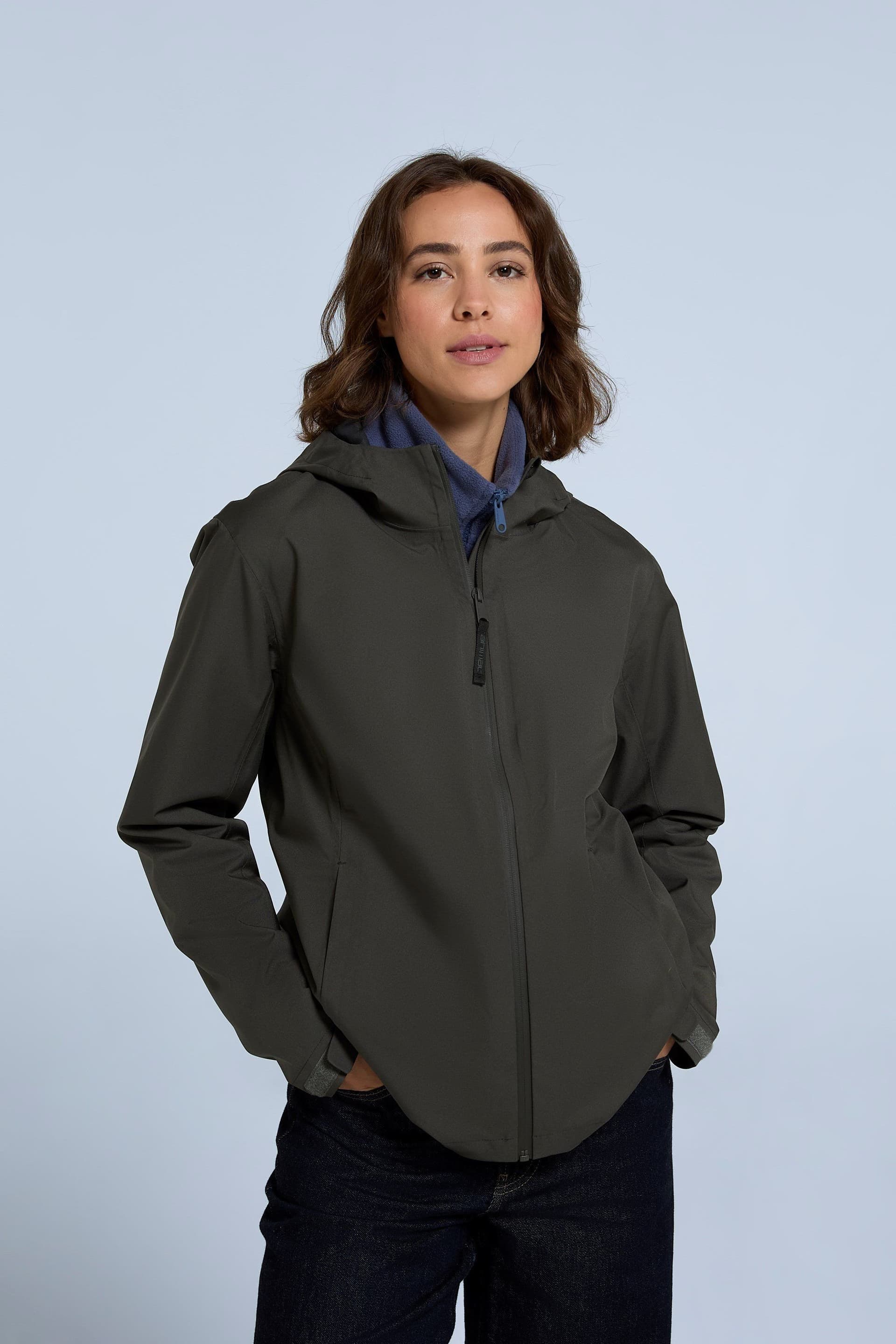 Animal Animal Women's 'Elements' Waterproof Breathable Zipped Pocket Adjustable Hood Jacket in Olive