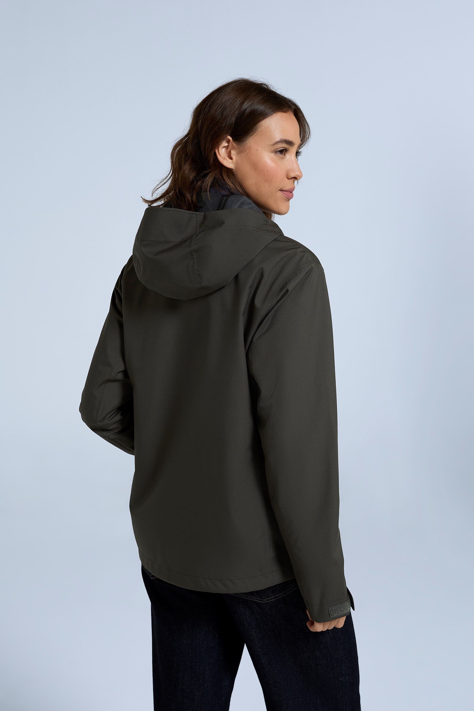 Animal Animal Women's 'Elements' Waterproof Breathable Zipped Pocket Adjustable Hood Jacket in Olive - 3