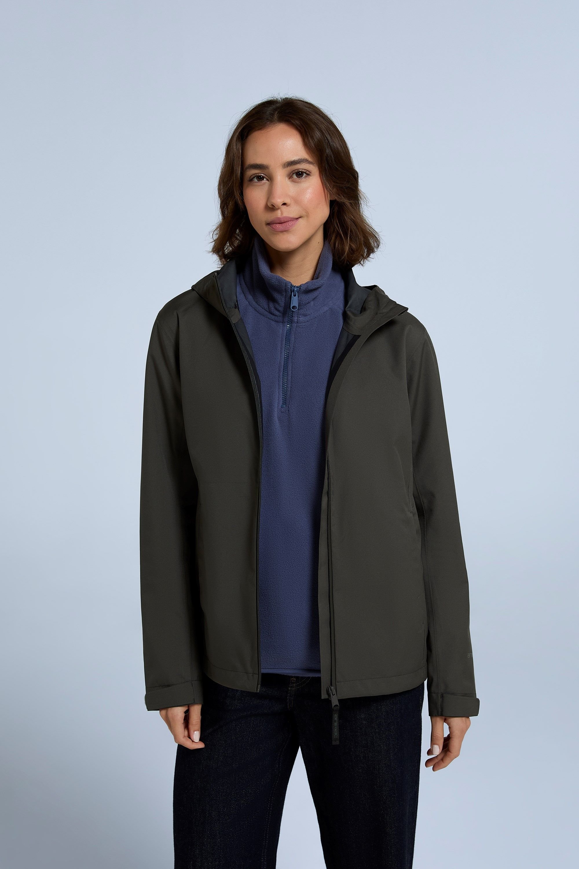 Animal Animal Women's 'Elements' Waterproof Breathable Zipped Pocket Adjustable Hood Jacket in Olive - 4