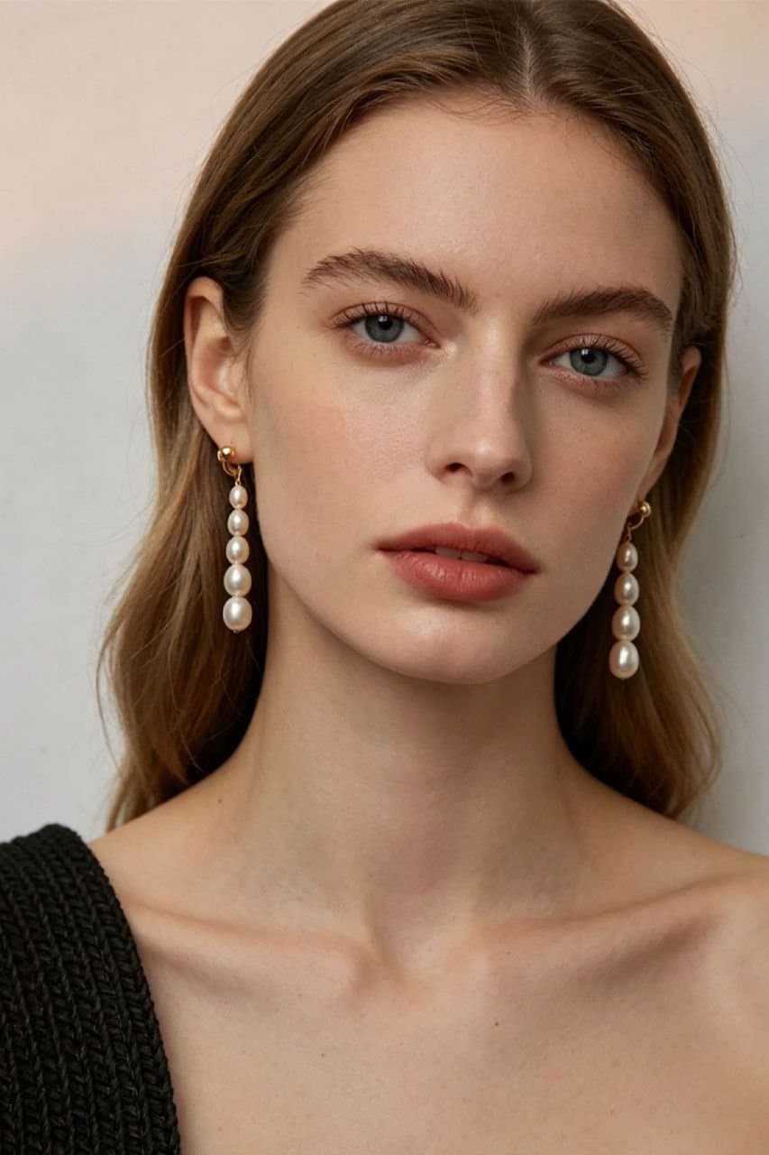 Lovii Lovii White Freshwater Pearl Drop Earrings S925 Silver Studs