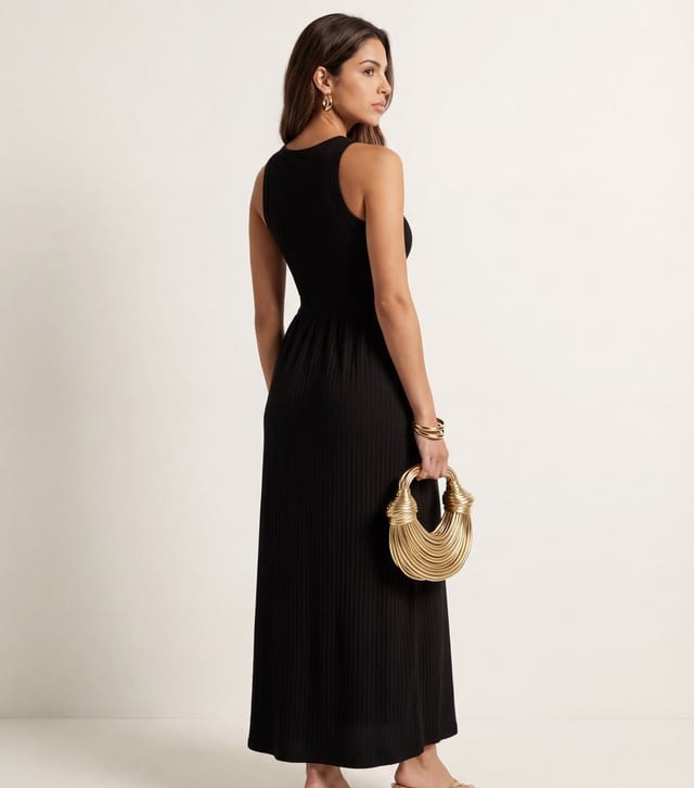 Urban Bliss Women's Black Ribbed Poplin Midi Dress Urban Bliss New Look - 3