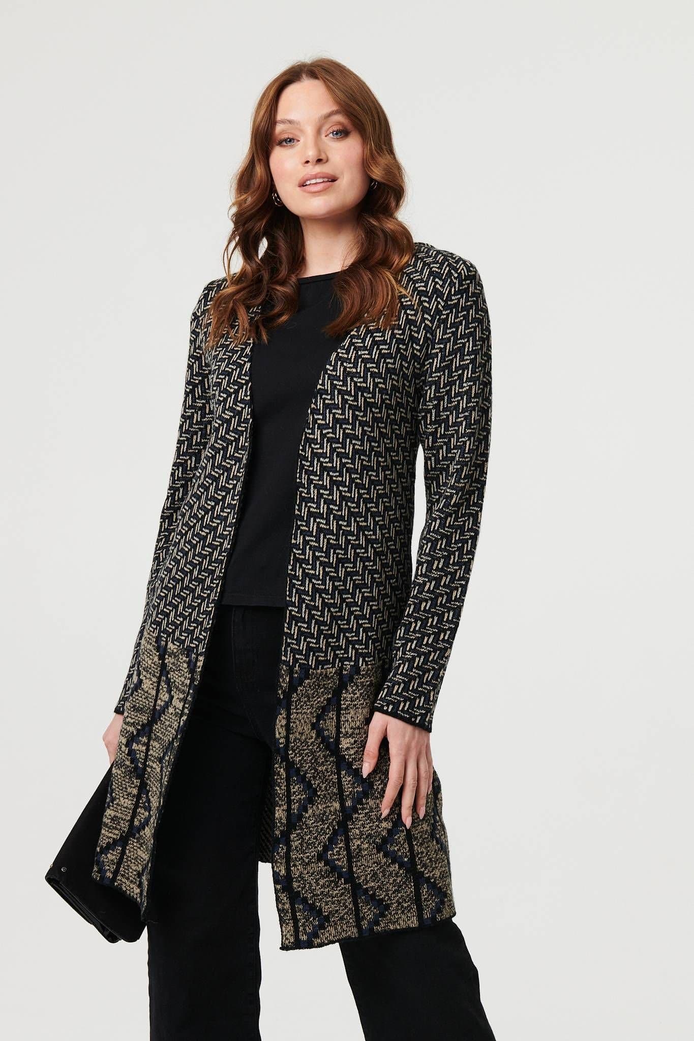 Izabel London Izabel London Multicolor Geo Print Longline Jacket
