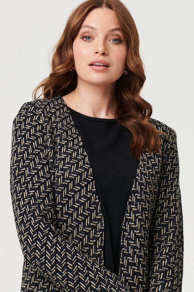 Izabel London Izabel London Women's Geo Print Longline Open Front Jacket - 2