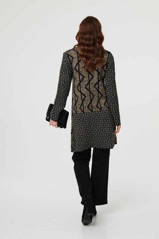 Izabel London Izabel London Women's Geo Print Longline Open Front Jacket - 3