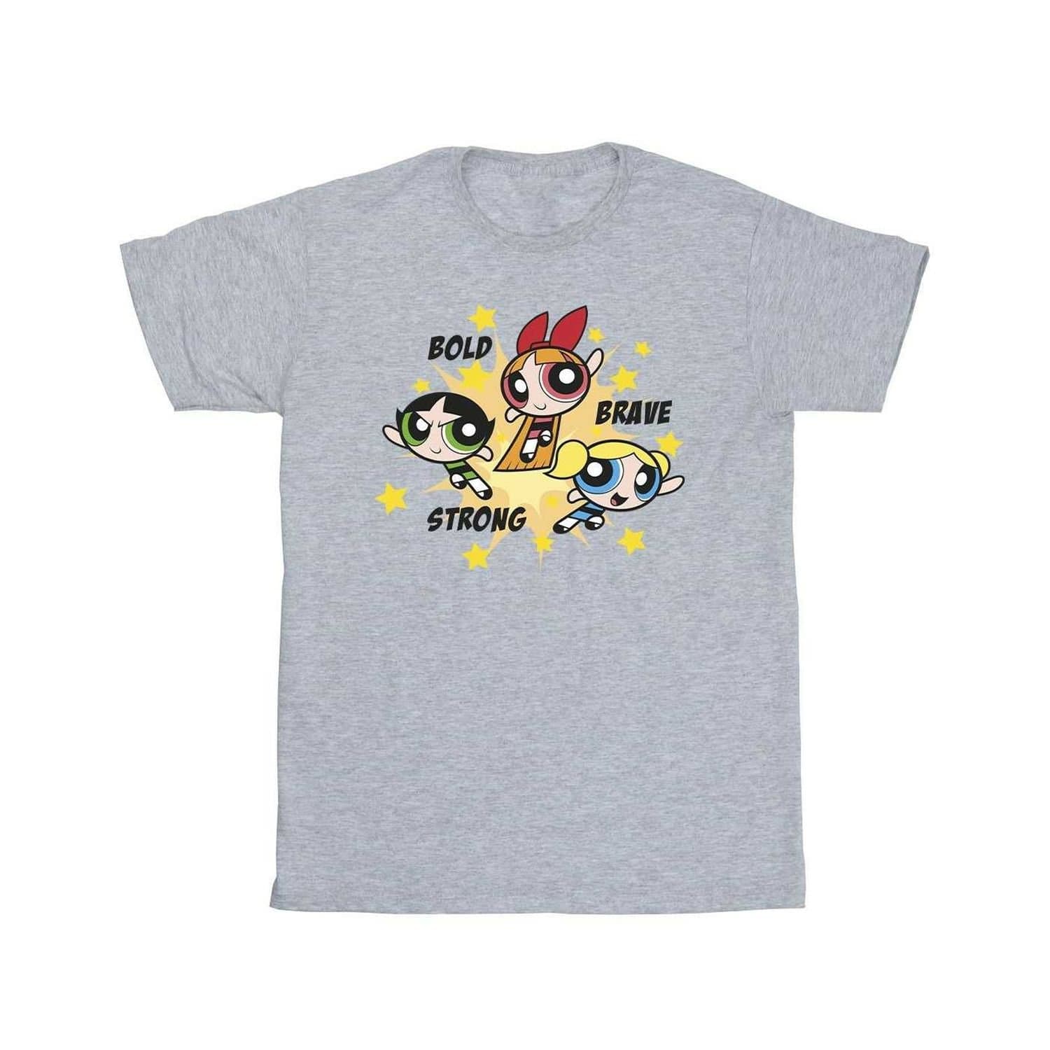 Powerpuff Girls Powerpuff Girls Men's Bold Brave Strong T-Shirt in Grey