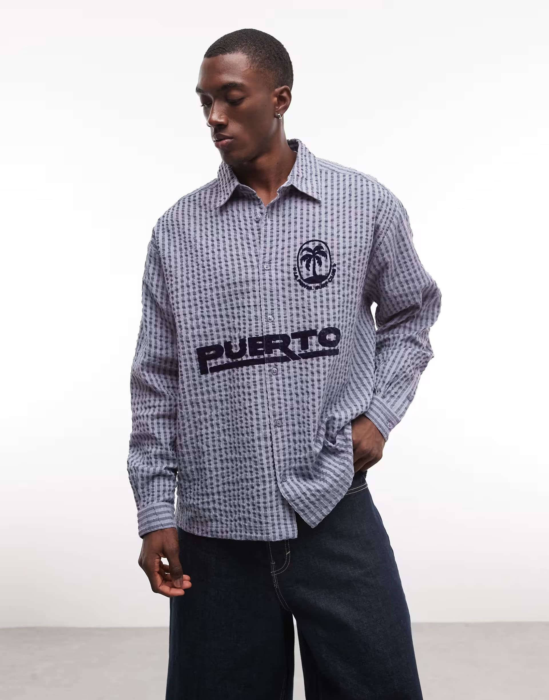 ASOS COLLUSION oversized long sleeve football shirt in blue check