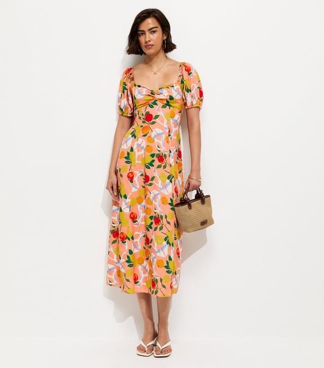 New Look Women's Pink Fruit Print Crepe Midi Dress New Look - 2