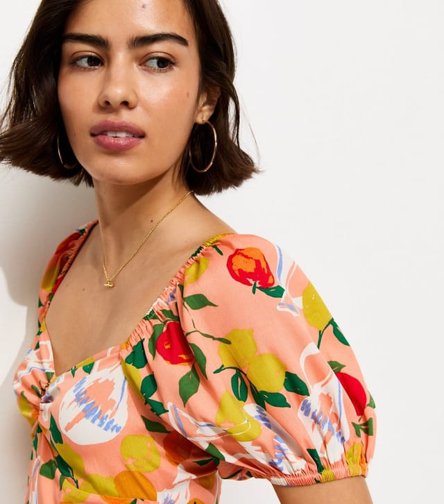New Look Women's Pink Fruit Print Crepe Midi Dress New Look - 3