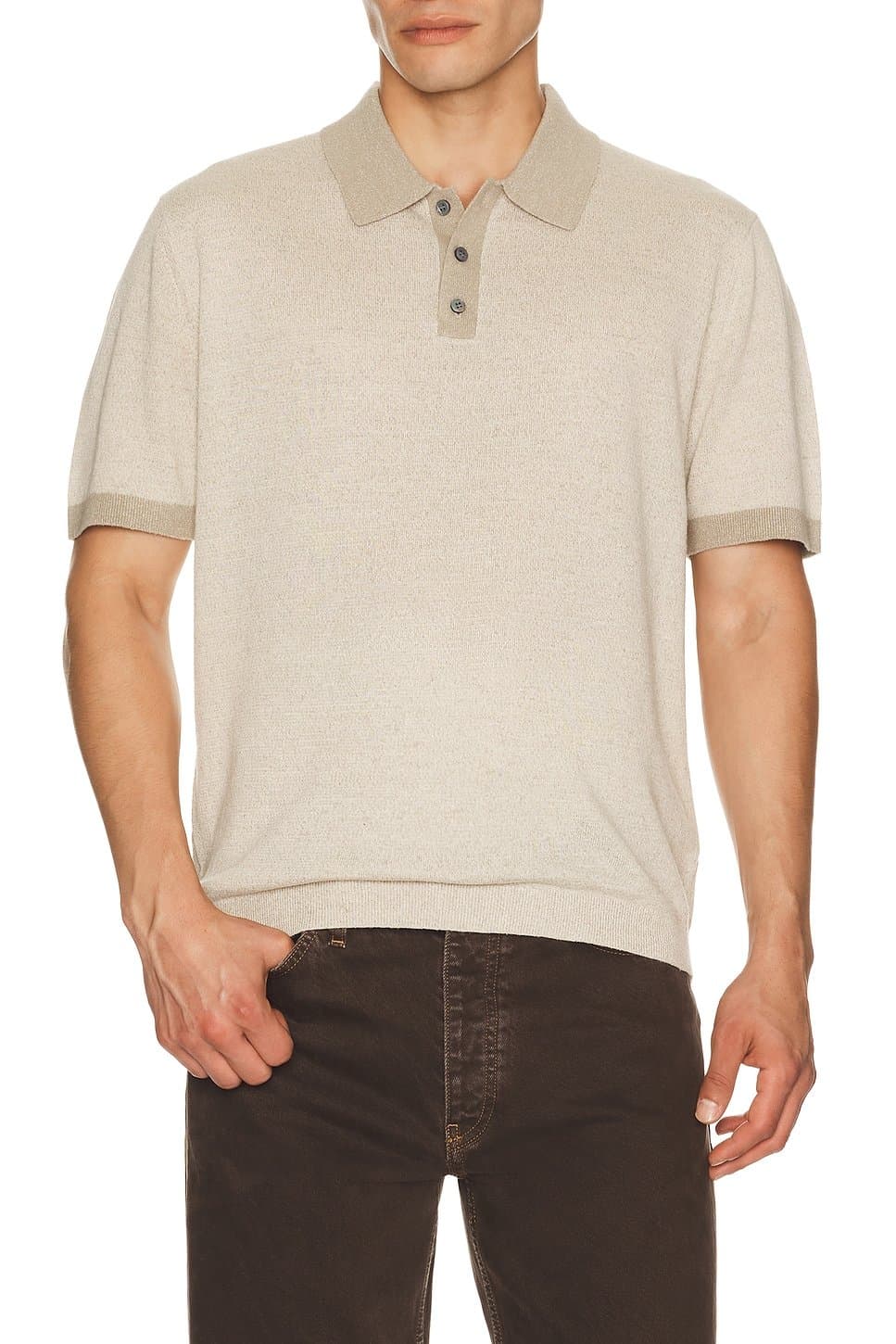revolve Silk Linen Short Sleeve Polo